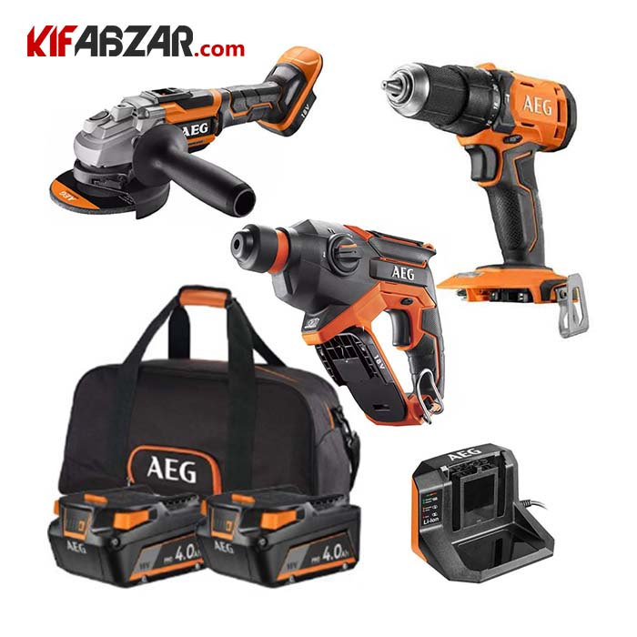 کیت دریل چکشی و مینی فرز و بتن کن شارژی آاگ مدل JP18H3 402