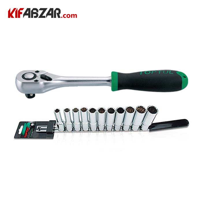 ست بکس ریلی 1/2 اینچ 12 پر 11 عددی+ دسته بکس جغجغه ای 1/2 اینچ تاپ تول