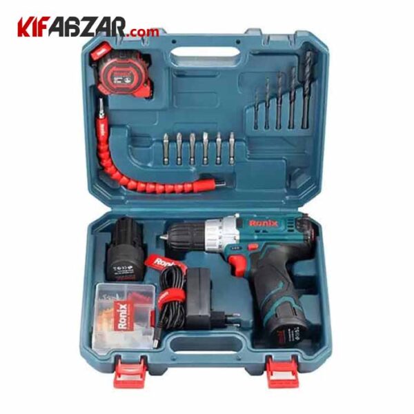 مجموعه دریل چکشی شارژی 12 ولت 19 عددی رونیکس مدل RS-8613 - Image 1