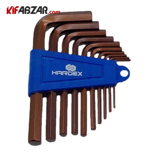 مجموعه آچار آلن 6 گوش کوتاه 10عددی هاردکس مدل HEX KEY S2