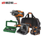 بکس 1/2 اینچ شارژی آاگ + کیت باتری و شارژر 4 آمپر آاگ + پک 46 پارچه بوش