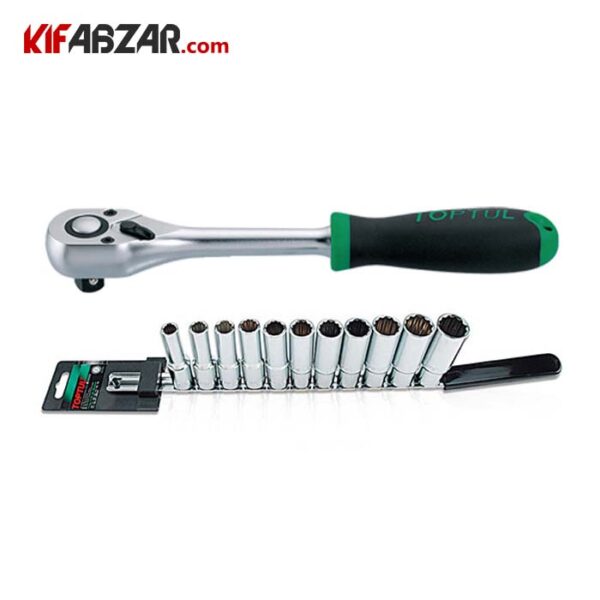 ست بکس ریلی 1/2 اینچ 12 پر 11 عددی+ دسته بکس جغجغه ای 1/2 اینچ تاپ تول - Image 1