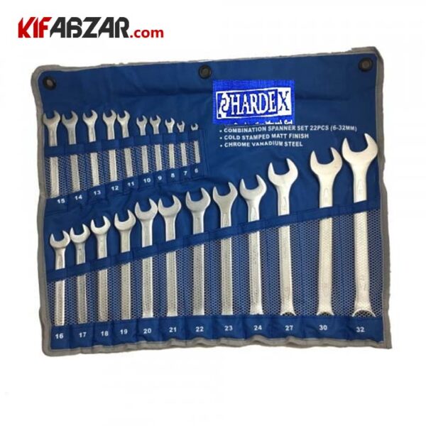 ست آچار یکسر تخت یکسر رینگی 22 عددی هاردکس - Image 1