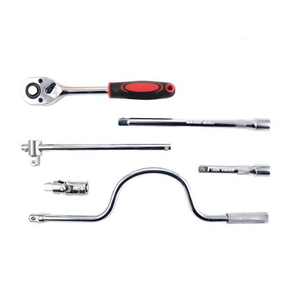 ست  آچار یکسر تخت یکسر رینگی ریکو +جعبه بکس 1/2 اینچ 6 پر 25 عددی تات+چراغ پیشانی - Image 3
