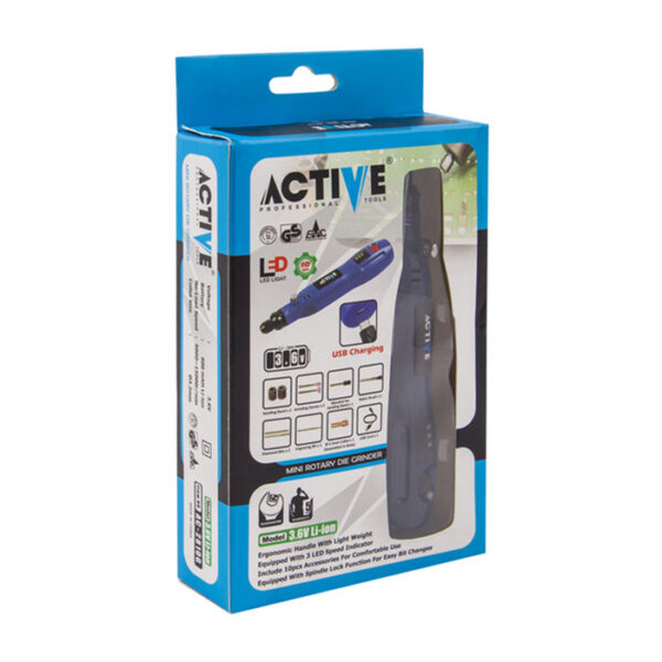 کیت  فرز مینیاتوری شارژی 10 پارچه اکتیو مدل AC-2810G - Image 10
