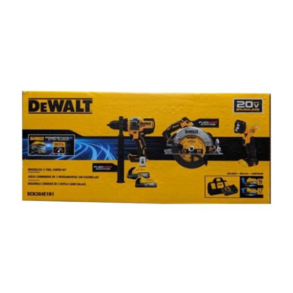 ست دریل شارژی و اره گردبر و چراغ کار 20 ولت دیوالت مدل DCK304E1H1 - Image 2