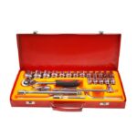 ست  آچار یکسر تخت یکسر رینگی ریکو +جعبه بکس 1/2 اینچ 6 پر 25 عددی تات+چراغ پیشانی - Image 2