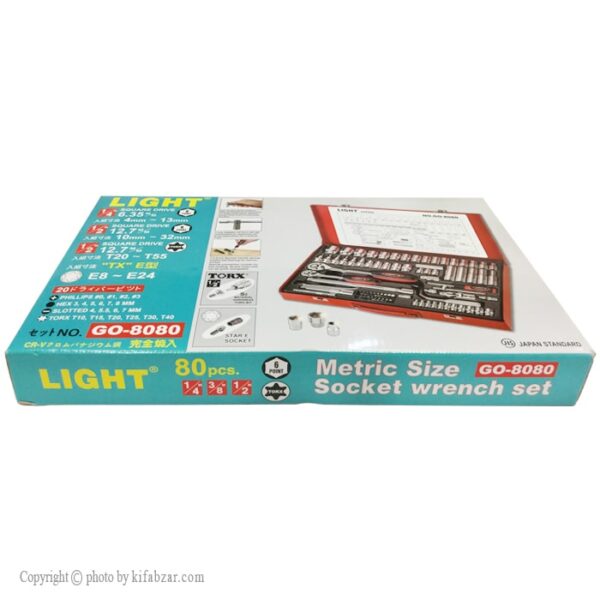 مجموعه 80 عددی آچار بکس لایت مدل GO-8080 - Image 18