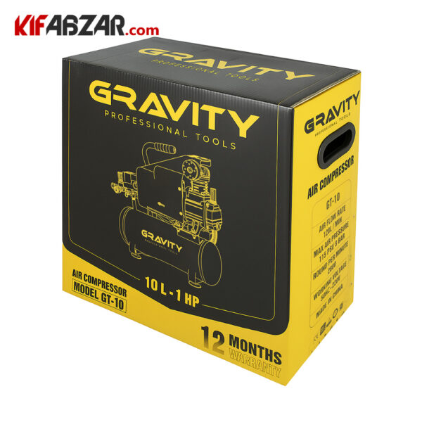 بسته بندی کمپرسور باد 10 لیتری گراویتی مدل GT-10
