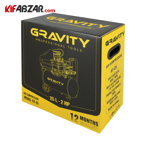 بسته بندی کمپرسور باد 25 لیتری گراویتی مدل GT-25
