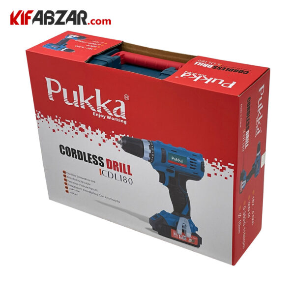 بسته بندی دریل پیچ گوشتی شارژی 18 ولت پوکا مدل CDL180
