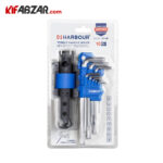بسته بندی کیت آچار آلن دسته بلند 9 عددی هاربر مدل H14M